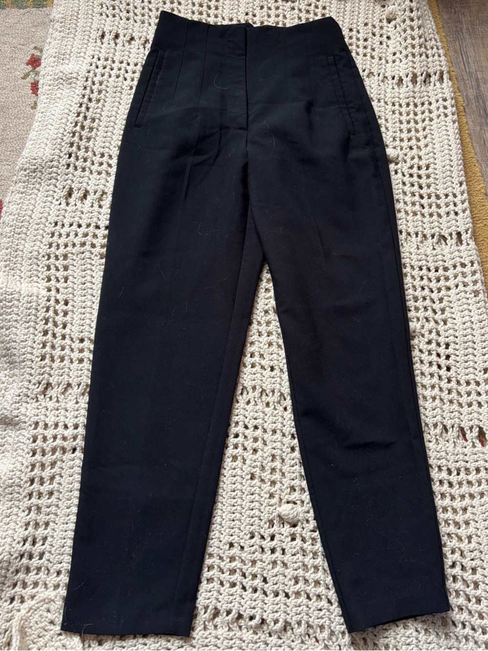Zara Black High-Waist Straight-Leg Tailored Pants